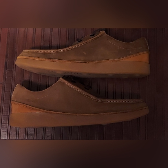 CLARKS OAKPARK ACTIVE AIR MENS TAN BROWN LEATHER LACEUP CASUAL OXFORDS SIZE 13 M main image 4